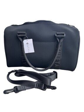 Athleta Black Neoprene Medium Duffle Bag With Handles And Zipper Closure